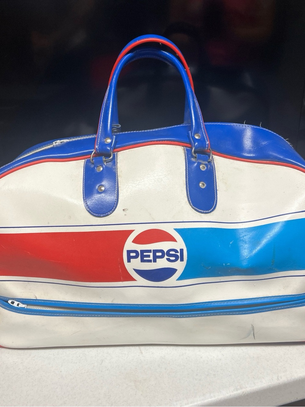 Pepsi White, Blue & Red Retro Duffel Bag